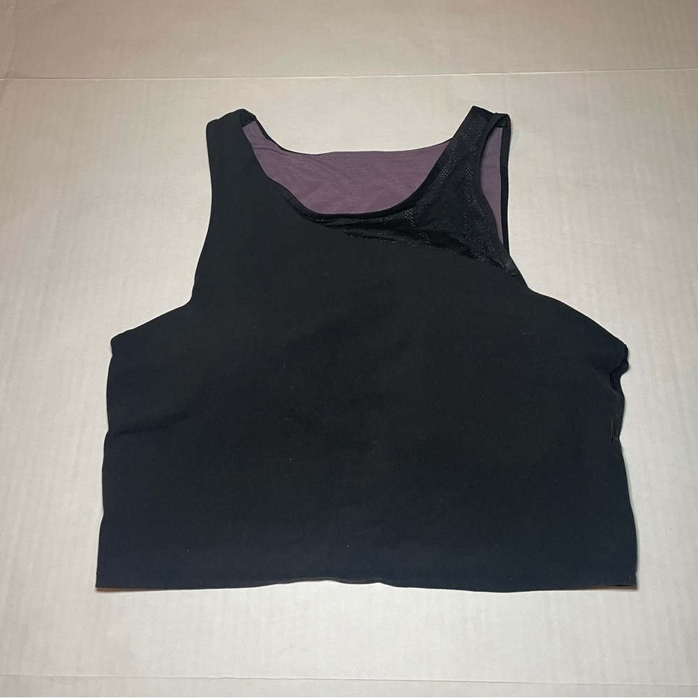 Athleta Conscious Lace Black sports bra  size Large Longline Sports bra